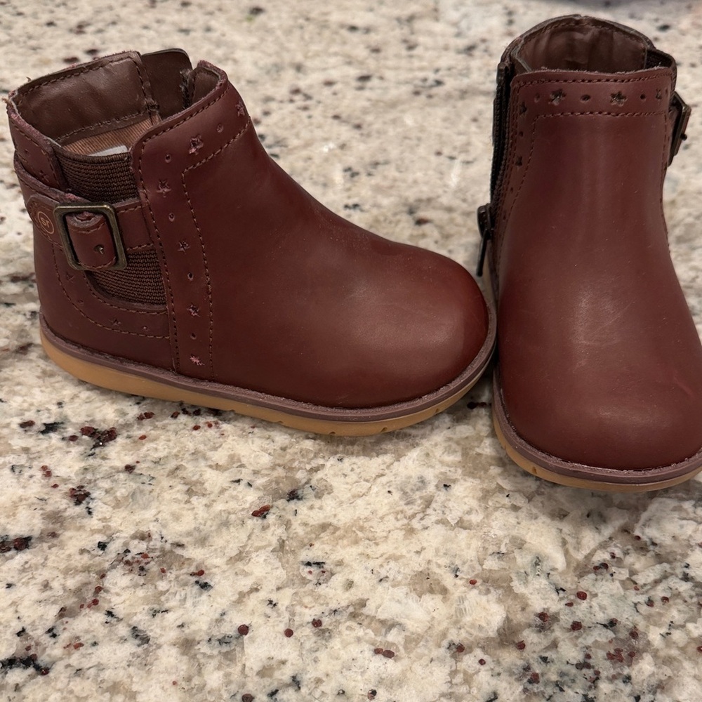 Stride Rite Toddler Brown Leather-Look Ankle Boots